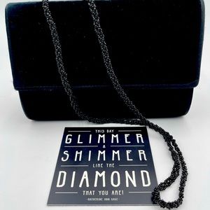 Vintage Handmade Black Satin Beaded MAGID Evening Bag Clutch Shoulder Purse Bag